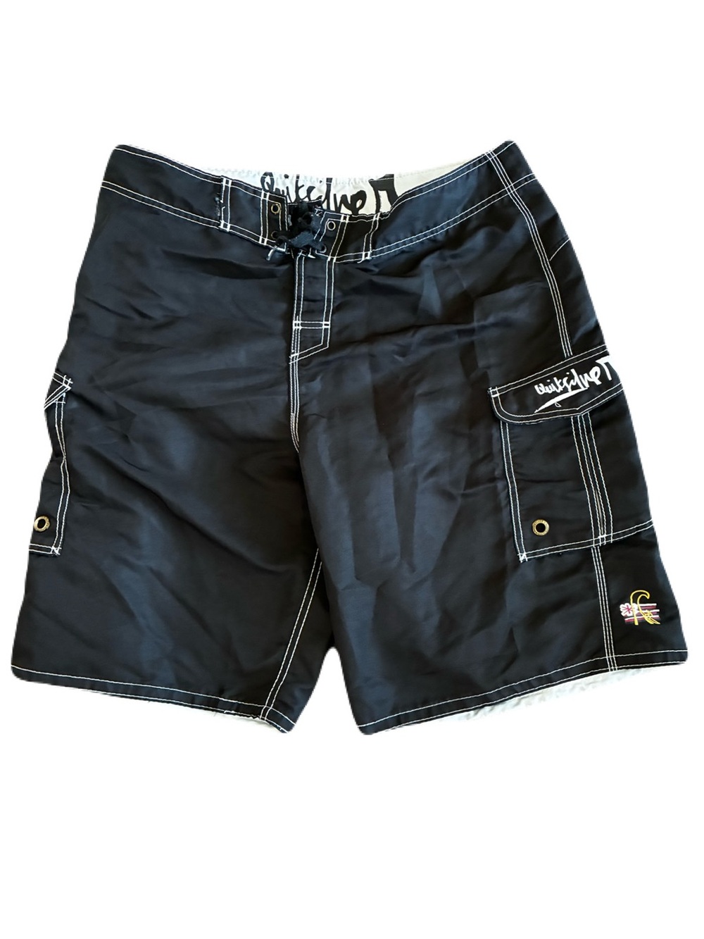 Vintage Quiksilver Eddie Aikau Big Wave Board Shorts Men’s 36 Black Hawaii